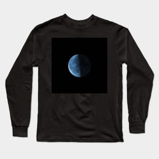 Blue moon against starry sky Long Sleeve T-Shirt